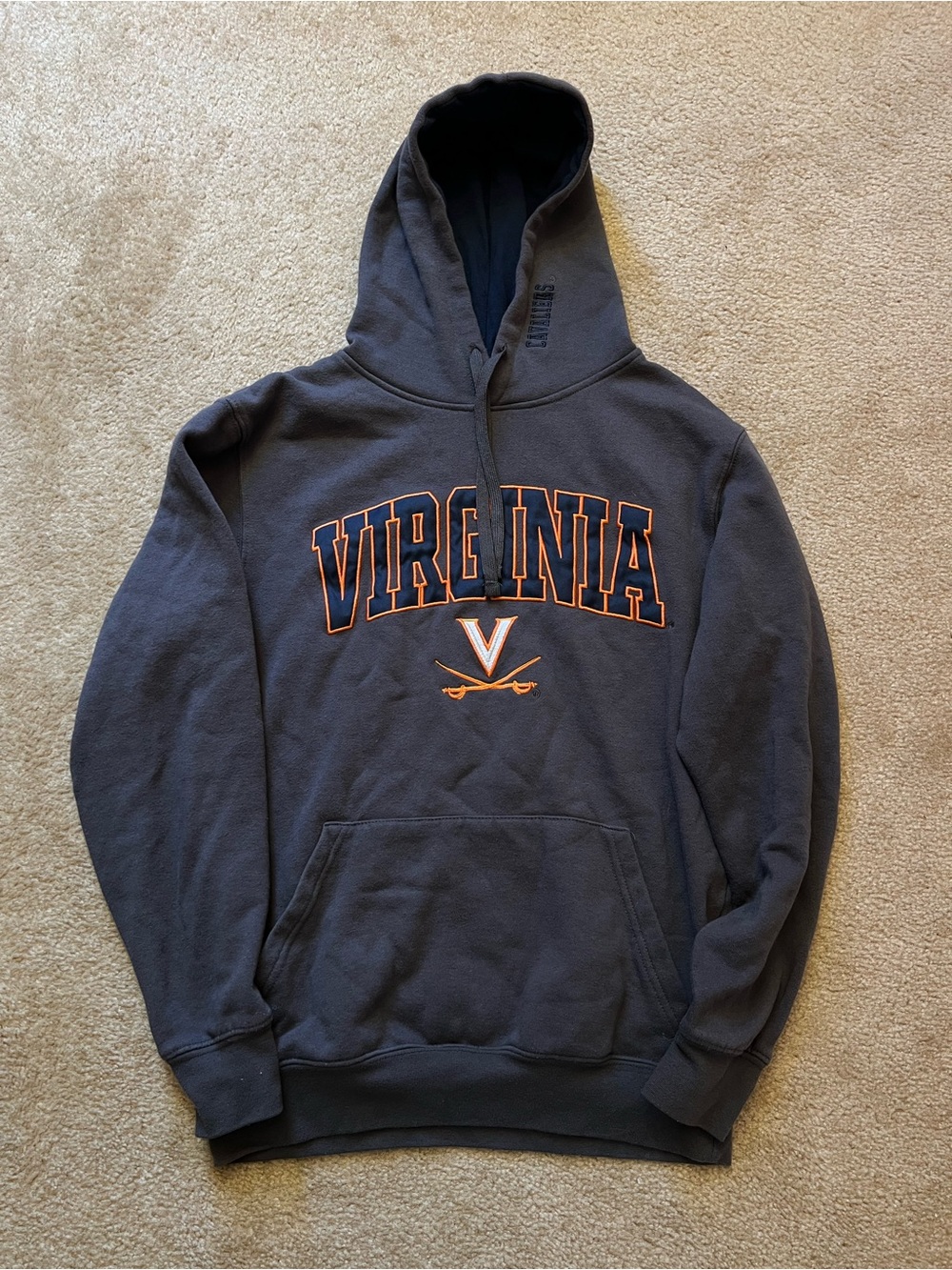 Colosseum Men's S University of Virginia Cavaliers Embroidered Gray Hoodie - UVA - Picture 2 of 8